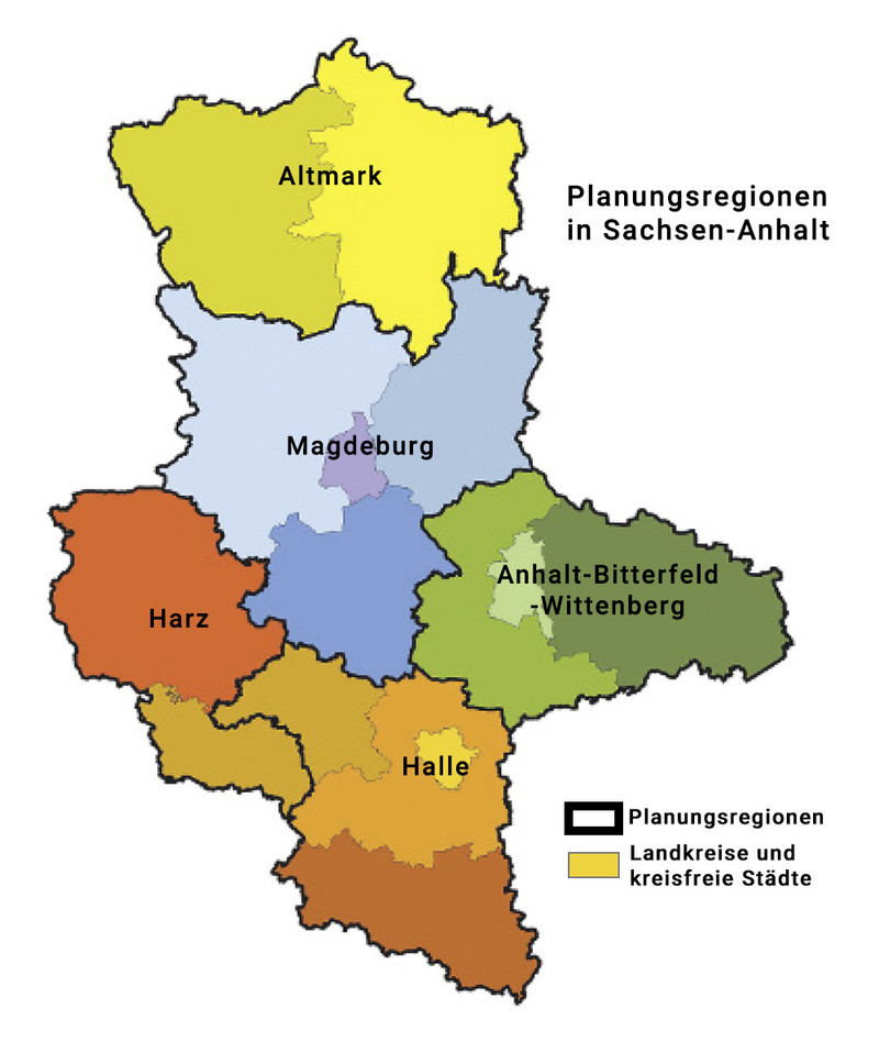 Planungsregionen in Sachsen-Anhalt Karte: Planungsregionen in Sachsen-Anhalt